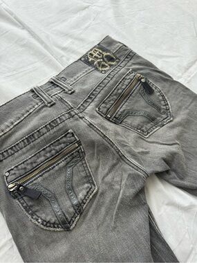 Miss Sixty Gray Slim Denim Jeans with Zip Back Pockets
